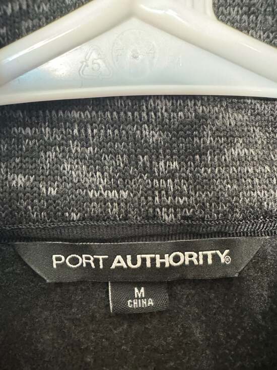 Port Authority full-zip sweater fleece jacket in a dark charcoal heather. - Picture 3 of 4